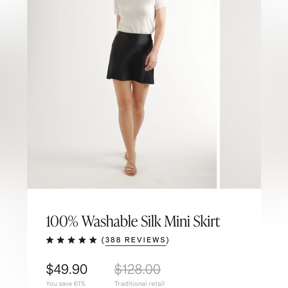 QUINCE black silk mini skirt size small in color black 🖤